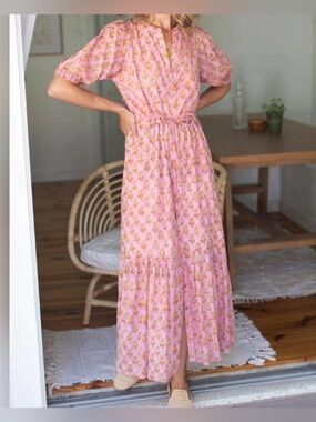 India Collection by Emerson Fry Floral Lucy Dress Maxi Women's Medium Pink